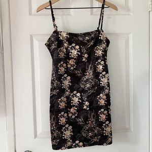 UO Printed Sateen Mini Slip Dress